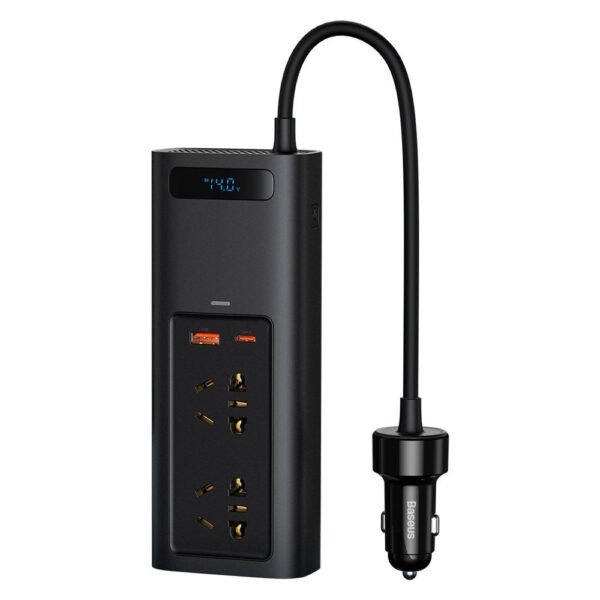 Baseus - Inversor P/ Carro - USB, Type-C, CN/EU Plug, 220V, 150W - Preto