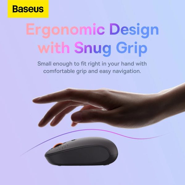 Baseus Rato sem fio Tri-Mode F01B Bluetooth 5.0, 2.4G, 1600 DPI - Cinza Fosco - Image 2