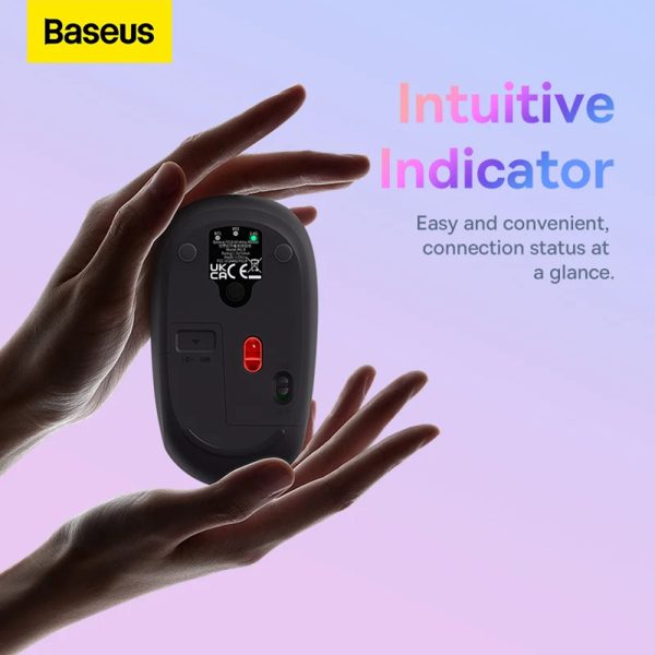 Baseus Rato sem fio Tri-Mode F01B Bluetooth 5.0, 2.4G, 1600 DPI - Cinza Fosco - Image 3