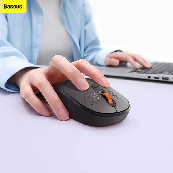 Baseus Rato sem fio Tri-Mode F01B Bluetooth 5.0, 2.4G, 1600 DPI - Cinza Fosco - Image 4