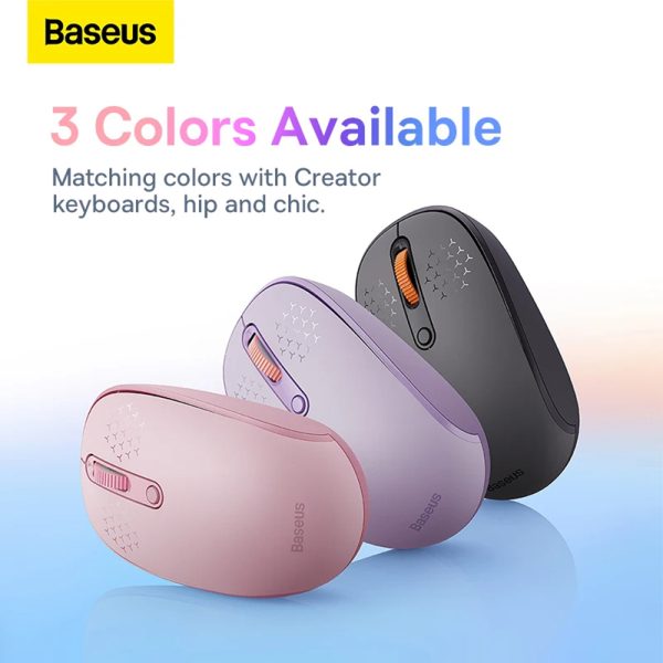 Baseus Rato sem fio Tri-Mode F01B Bluetooth 5.0, 2.4G, 1600 DPI - Cinza Fosco - Image 7